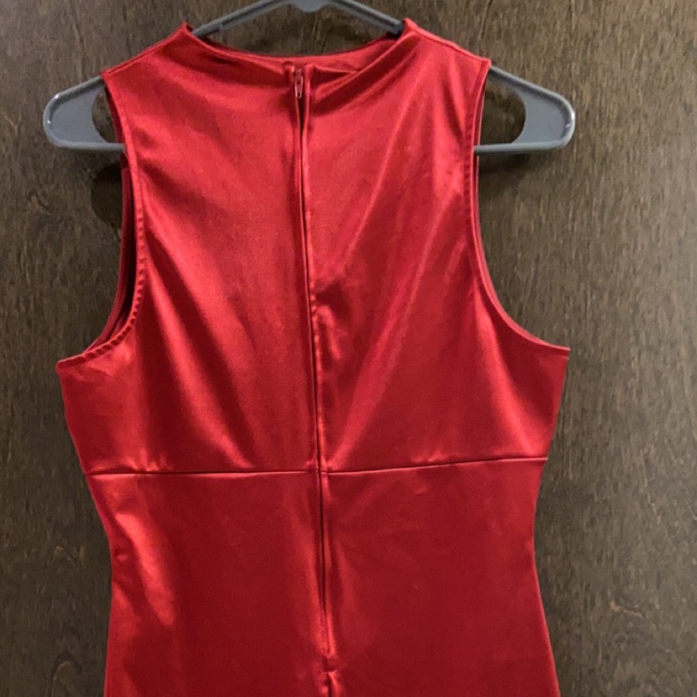 dark red satin dress